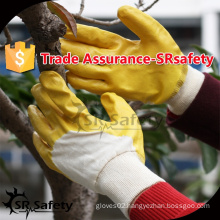 SRSAFETY best interlock liner 3/4 yellow chemical resistant nitrile gloves/yellow chemical resistant working gloves